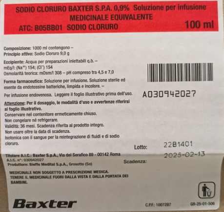 SODIO CLORURO*EV 0,9% FL 100ML - Farmacia Nuova Dr.ssa Gabriella Catellani