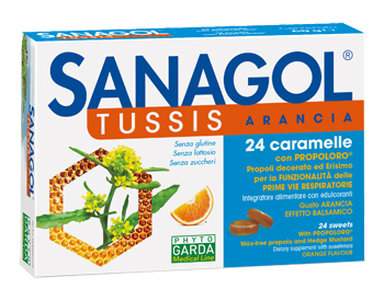 SANAGOL TUSSIS ARANCIA 24 CARAMELLE - Farmacia Nuova Dr.ssa Gabriella Catellani