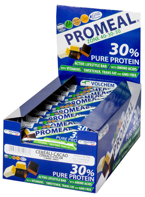 PROMEAL ZONE 40-30-30 30% PURE PROTEIN CEREALI/CACAO 24 BARRETTE DA 50 G - Farmacia Nuova Dr.ssa Gabriella Catellani