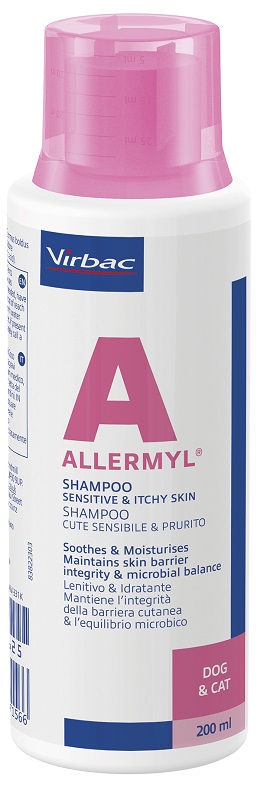 ALLERMYL SHAMPOO PER CUTE SENSIBILE E PRURITO CANE E GATTO 200 ML - Farmacia Nuova Dr.ssa Gabriella Catellani