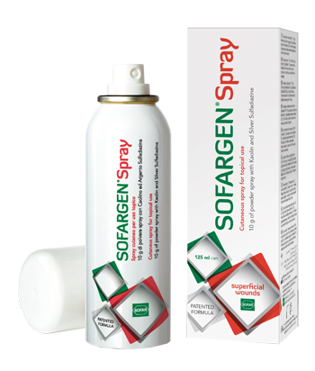 MEDICAZIONE IN POLVERE SPRAY CON CAOLINO E ARGENTO SULFADIAZINA 1% SOFARGEN SPRAY 10 G BOMBOLETTA PRESSURIZZATA 125 ML - Farmacia Nuova Dr.ssa Gabriella Catellani