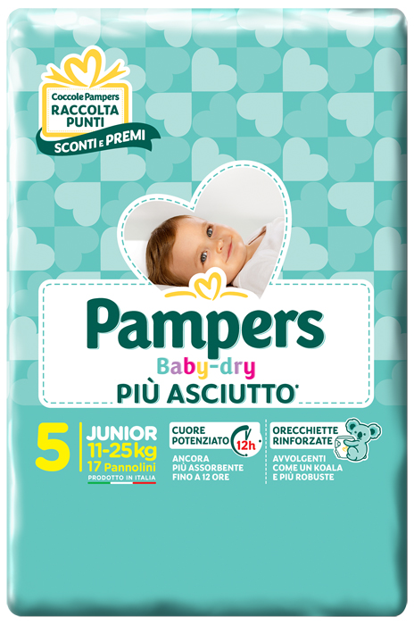 PANNOLINI PER BAMBINI PAMPERS BABY DRY DOWNCOUNT NO FLASH JUNIOR 17 PEZZI - Farmacia Nuova Dr.ssa Gabriella Catellani
