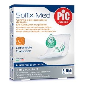 CEROTTO PIC SOFFIX MED IN TNT CON TAMPONE CENTRALE ASSORBENTE STERILE MONOUSO 10X6 CM ANTIBATTERICO 5 PEZZI - Farmacia Nuova Dr.ssa Gabriella Catellani