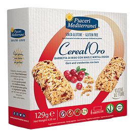 PIACERI MEDITERRANEI CEREALORO BARRETTA DI RISO CON MAIS E MIRTILLI ROSSI 6 PEZZI DA 21,5 G - Farmacia Nuova Dr.ssa Gabriella Catellani