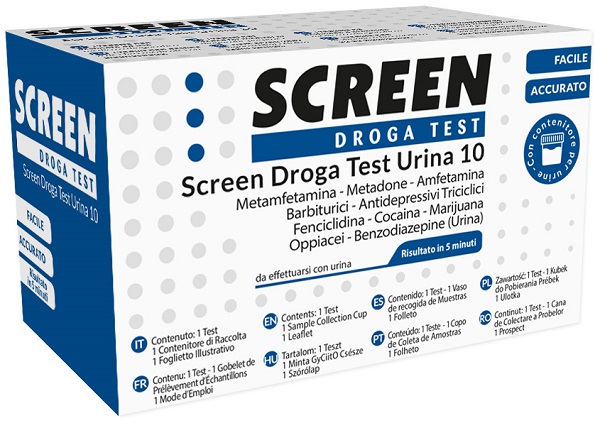 SCREEN DROGA TEST 10 DROGHE TEST ANTIDROGA CON CONTENITORE URINA - Farmacia Nuova Dr.ssa Gabriella Catellani