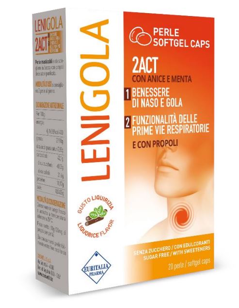 LENIGOLA 20 PERLE SOFTGEL CAPS LIQUIRIZIA - Farmacia Nuova Dr.ssa Gabriella Catellani