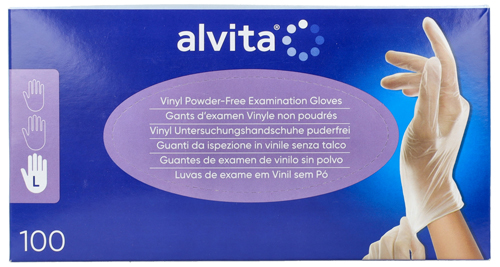 GUANTI DA ISPEZIONE ALVITA IN VINILE SENZA TALCO L 100 PEZZI - Farmacia Nuova Dr.ssa Gabriella Catellani