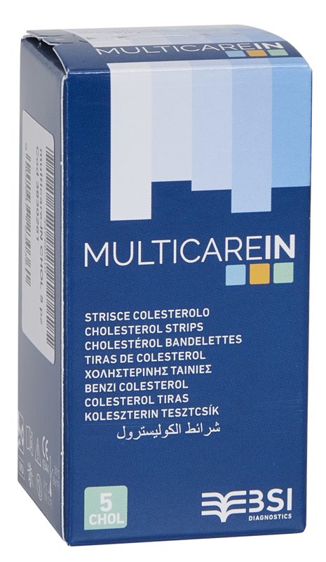 TEST COLESTEROLEMIA MULTICARE IN COLESTEROLO IN STRISCE CON ASPIRAZIONE CAPILLARE 5 PEZZI - Farmacia Nuova Dr.ssa Gabriella Catellani