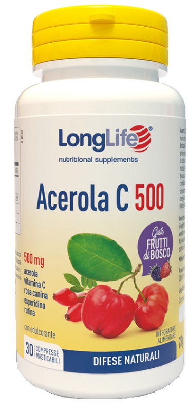 LONGLIFE ACEROLA C500 FRUTTI DI BOSCO 30 COMPRESSE MASTICABILI - Farmacia Nuova Dr.ssa Gabriella Catellani