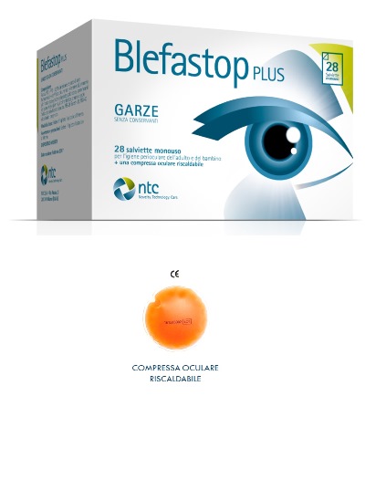 BLEFASTOP PLUS GARZA IN COTONE PIEGATA CON FILO DI BARIO 28 SALVIETTE MONOUSO + 1 COMPRESSA OCULARE RISCALDABILE - Farmacia Nuova Dr.ssa Gabriella Catellani