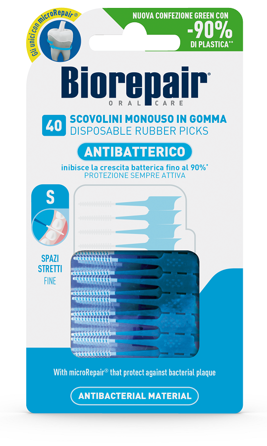 BIOREPAIR ORAL CARE ANTIBATTERICO SCOVOLINI MONOUSO IN GOMMA SPAZI STRETTI 40 PEZZI - Farmacia Nuova Dr.ssa Gabriella Catellani