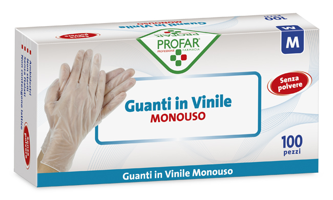 PROFAR GUANTO IN VINILE SENZA POLVERE M 100 PEZZI - Farmacia Nuova Dr.ssa Gabriella Catellani