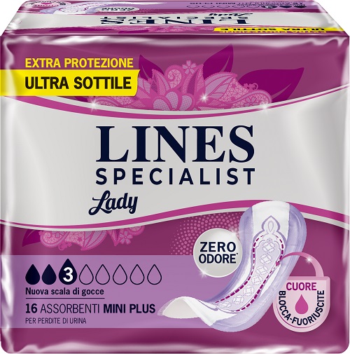 ASSORBENTI PER INCONTINENZA LINES SPECIALIST LADY MINI PLUS 16 PEZZI - Farmacia Nuova Dr.ssa Gabriella Catellani