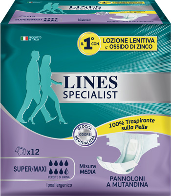 LINES SPECIALIST PANNOLONE A MUTANDA MEDIA 12 PEZZI - Farmacia Nuova Dr.ssa Gabriella Catellani