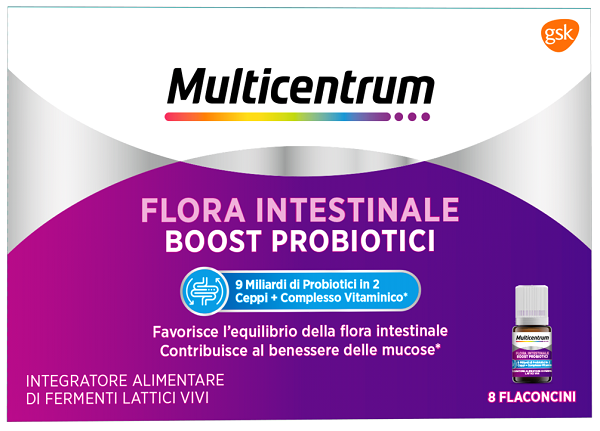 MULTICENTRUM FLORA INTESTINALE BOOST PROBIOTICI 8 FLACONCINI - Farmacia Nuova Dr.ssa Gabriella Catellani