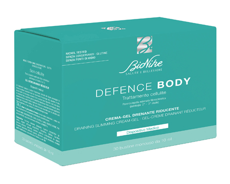 DEFENCE BODY TRATTAMENTO CELLULITE CREMA GEL DRENANTE RIDUCENTE 30 BUSTINE DA 10 ML - Farmacia Nuova Dr.ssa Gabriella Catellani