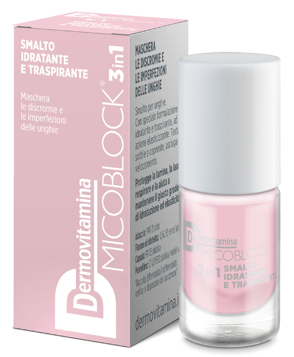 DERMOVITAMINA MICOBLOCK 3 IN 1 SMALTO IDRATANTE E TRASPIRANTE ROSA CHIARO 5 ML - Farmacia Nuova Dr.ssa Gabriella Catellani