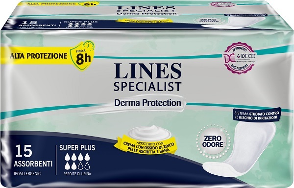 PANNOLONE PER INCONTINENZA LINES SPECIALIST DERMA SAGOMATO ANATOMICO SUPER PLUS 15 PEZZI - Farmacia Nuova Dr.ssa Gabriella Catellani